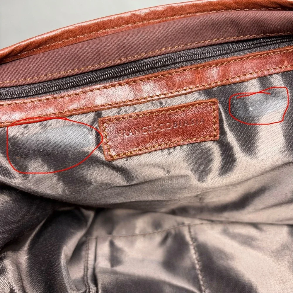 Francesco Biasia Brown Leather Messenger Bag Soft Laptop Work Travel Crossbody